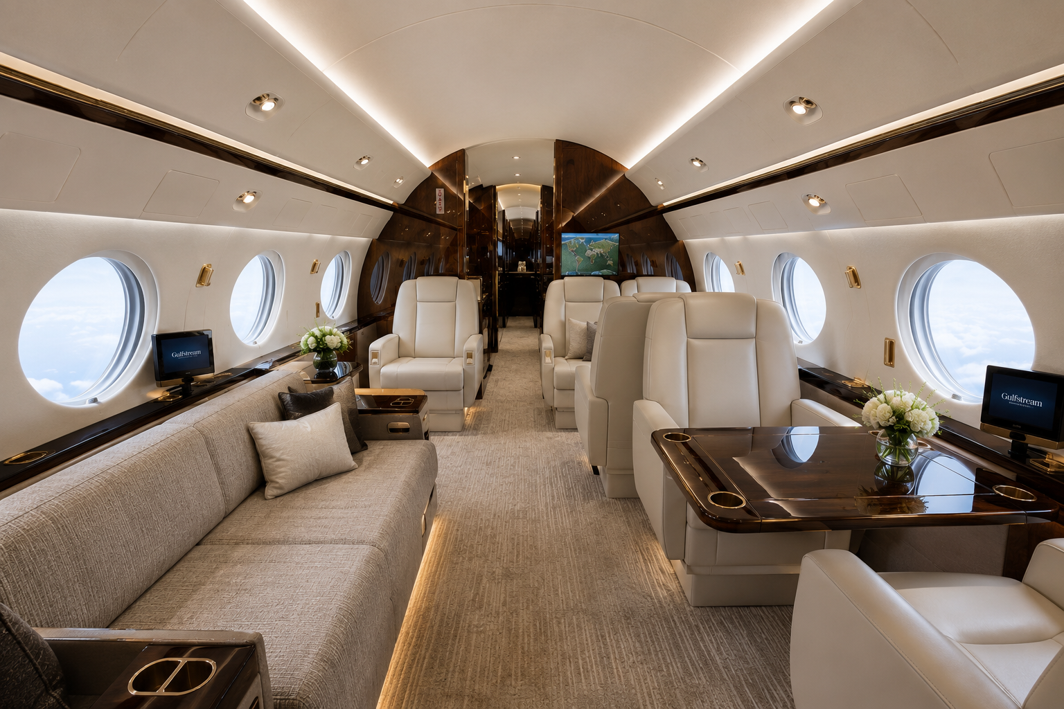 Gulfstream G550 business jet nose and fuselage close up