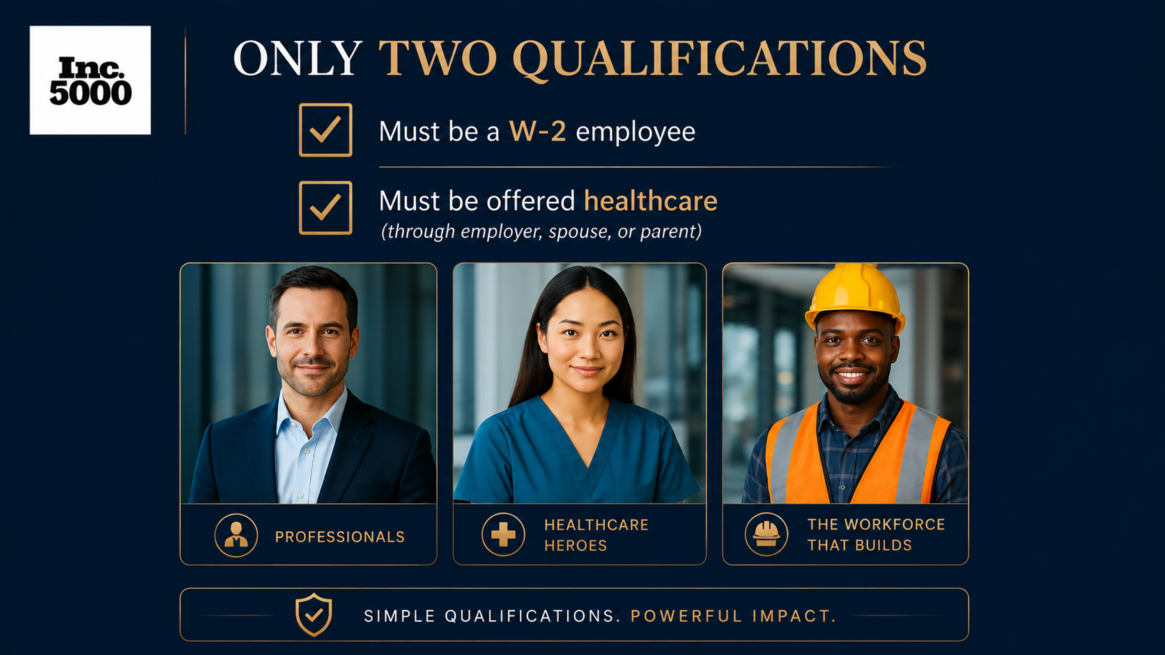Only Two Qualifications — W-2 Employee and Healthcare